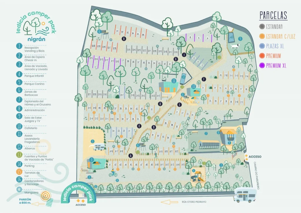 Mapa instalaciones Ledicia Camper Park